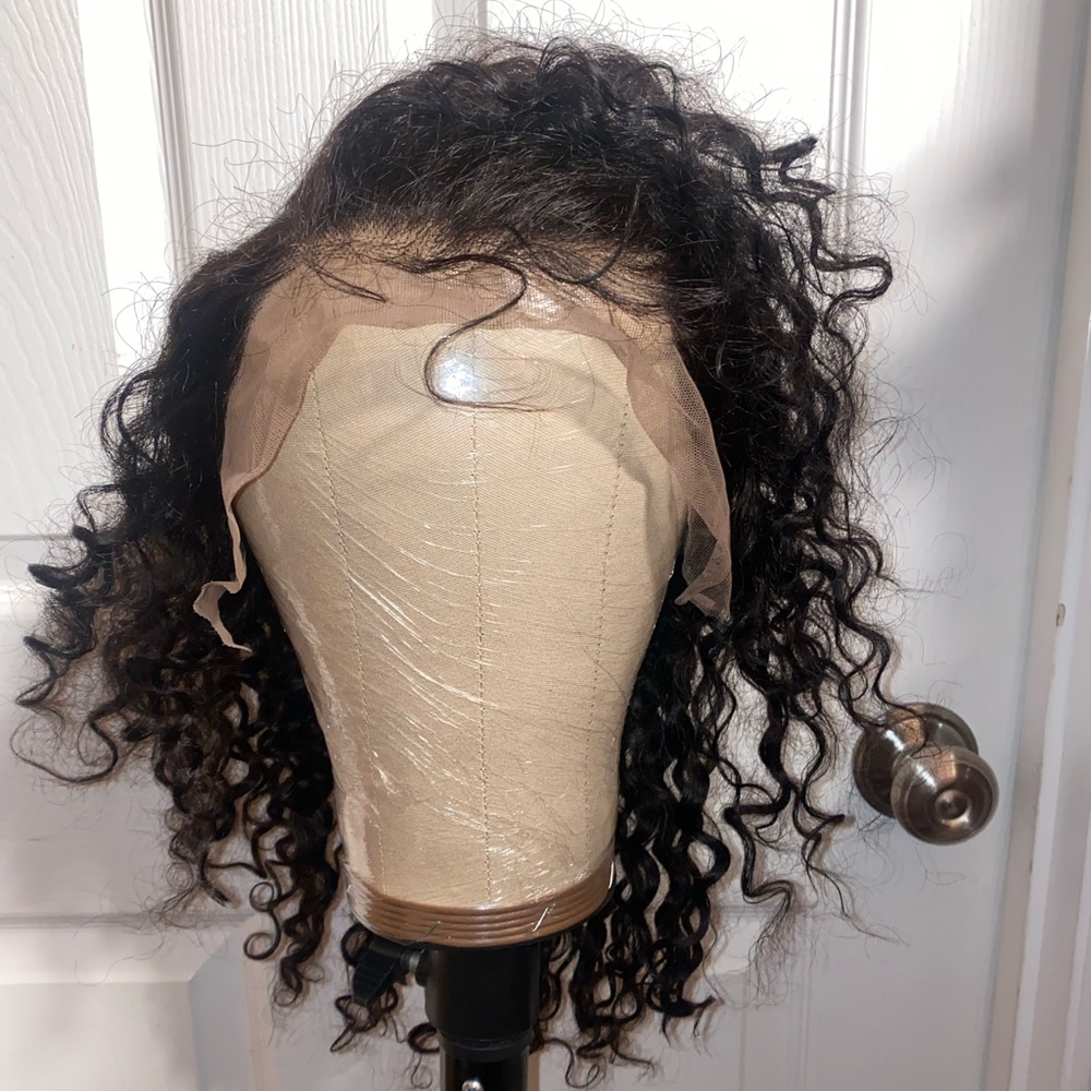 14 inch human hair deep wave wig